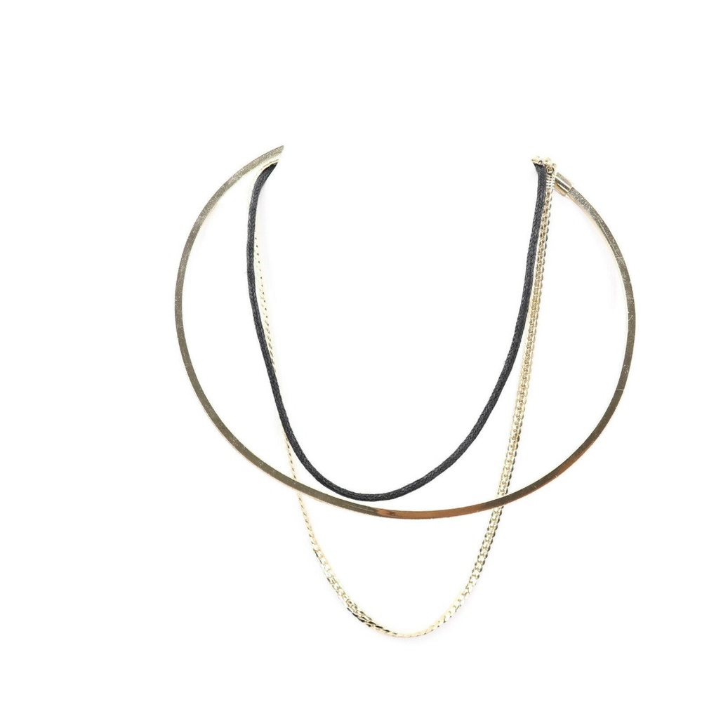 INC Triple Row Collar Necklace Gold‎